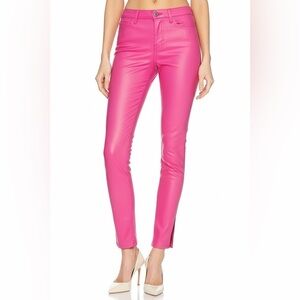 NWT L’Agence Josie High Rise Skinny Jeans Split Hem Magenta Coated Pink Sz 25